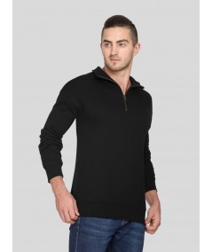 Black Zip Collar Sweat Shirt