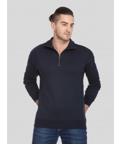 Men’s Navy Zipper Collar Cardigan – Classic Warmth with a Modern Edge