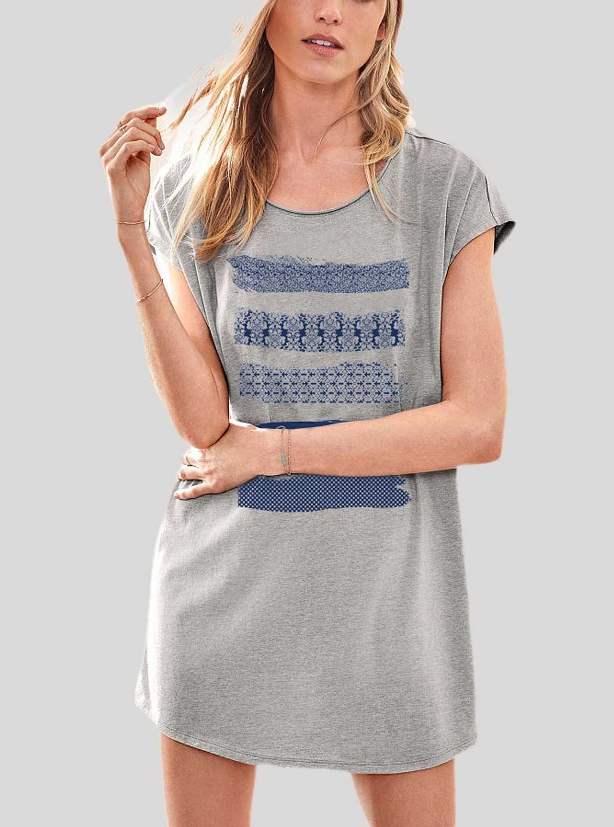 Women’s Grey Melange Cotton Jersey Cap Sleeve Sleepwear – Soft & Stylish Comfort