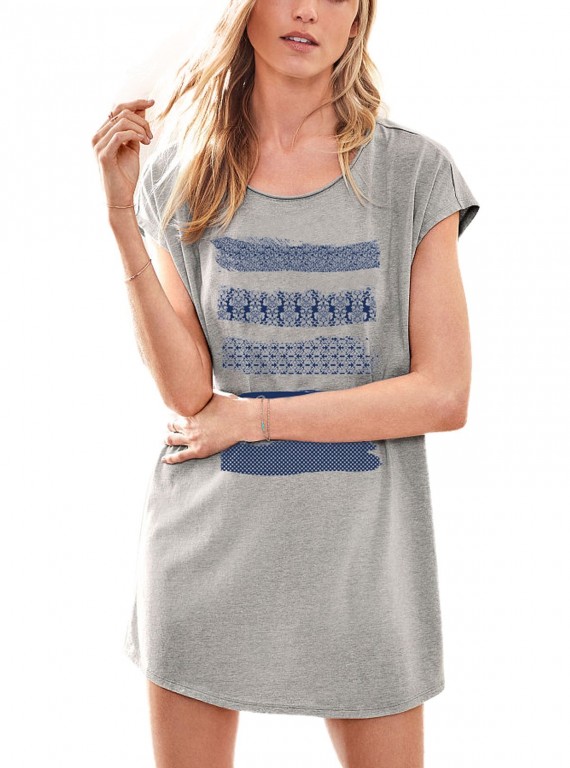 Grey Melange Cap Sleeve Sleepwear Boer and Fitch - 2