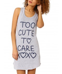 Grey Melange Sleeveless Printed long Dress Boer and Fitch - 1