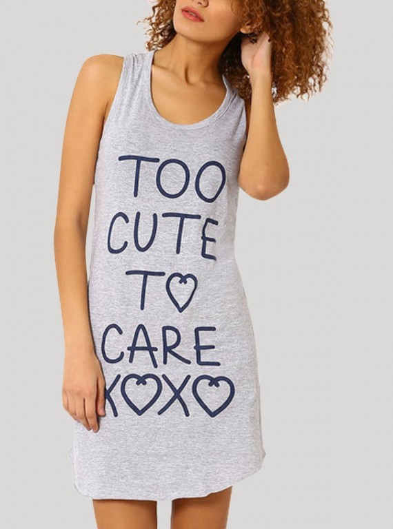 Women’s Grey Melange Cotton Jersey Knit Long Dress – Casual Chic Comfort