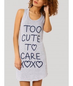 Women’s Grey Melange Cotton Jersey Knit Long Dress – Casual Chic Comfort