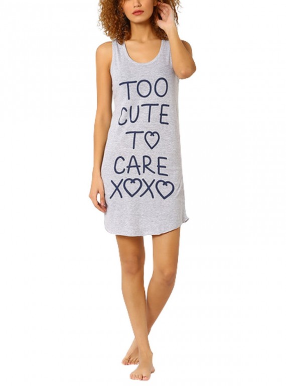 Grey Melange Sleeveless Printed long Dress Boer and Fitch - 5