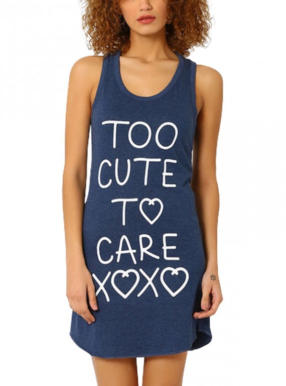 Navy Sleeveless Printed long Dress Boer and Fitch - 2