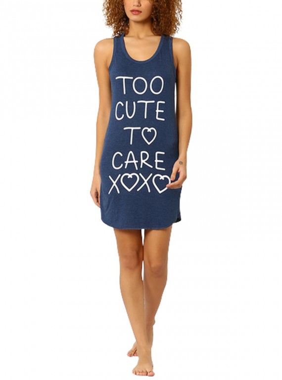 Navy Sleeveless Printed long Dress Boer and Fitch - 5