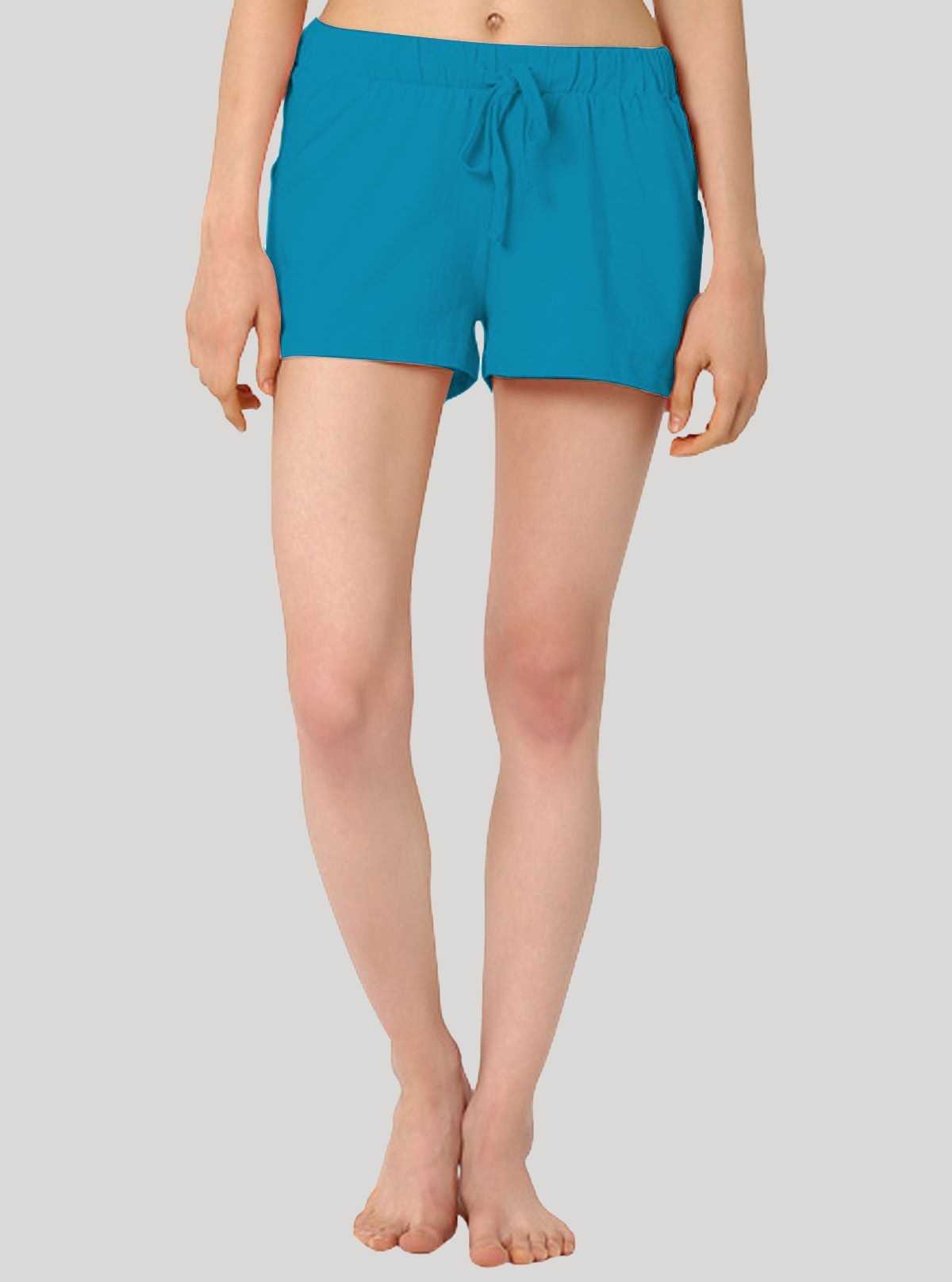 Women’s Turquoise Cotton Jersey Shorts – Fresh, Soft & All-Day Comfort