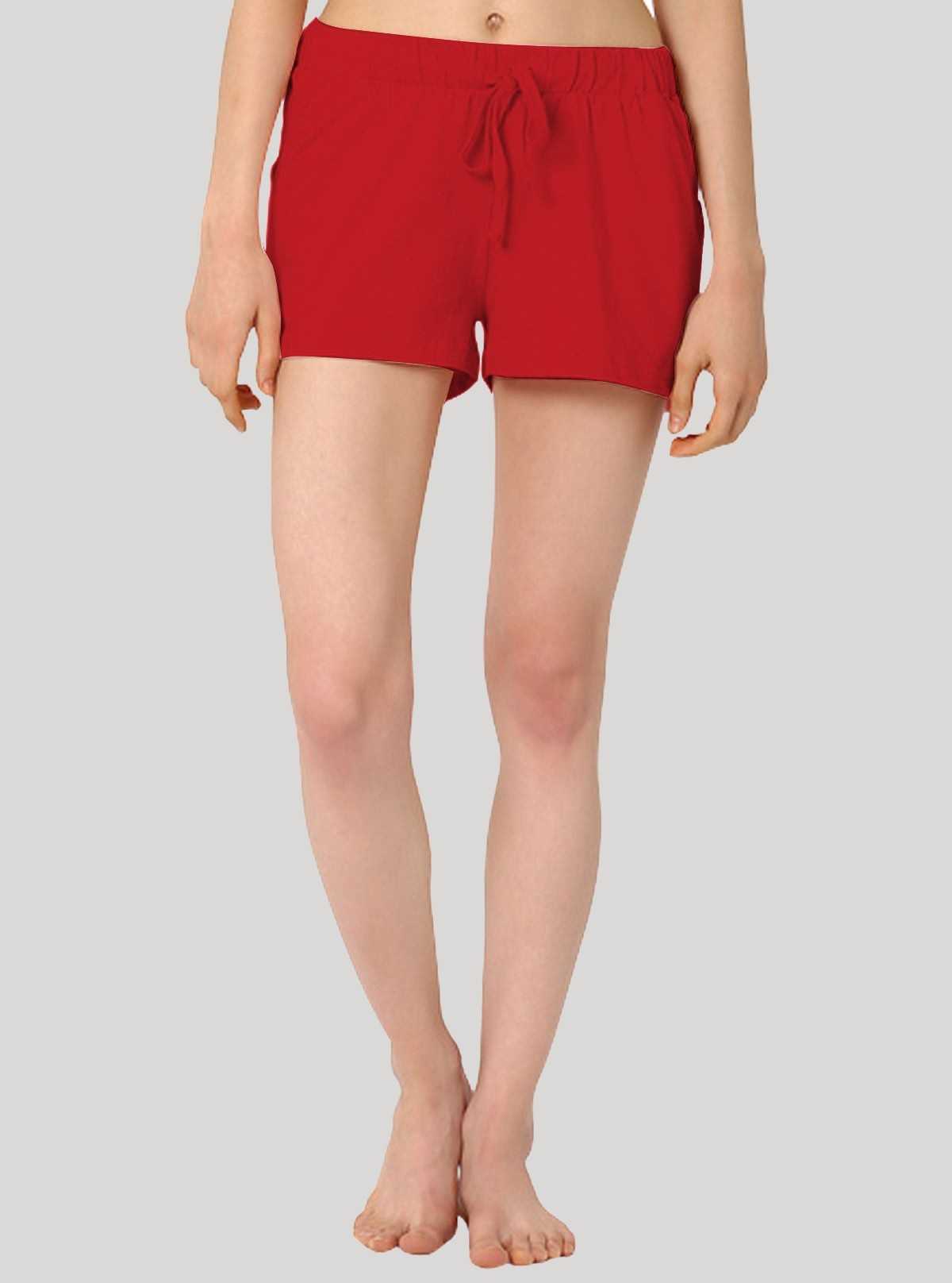 Women’s Red Cotton Jersey Shorts – Bold, Soft & Effortlessly Comfortable