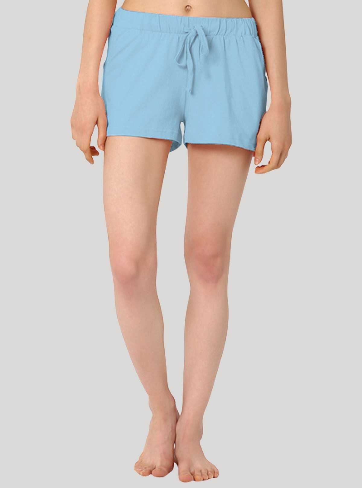 Women’s Sky Blue Cotton Jersey Shorts – Light, Breezy & Everyday Comfort