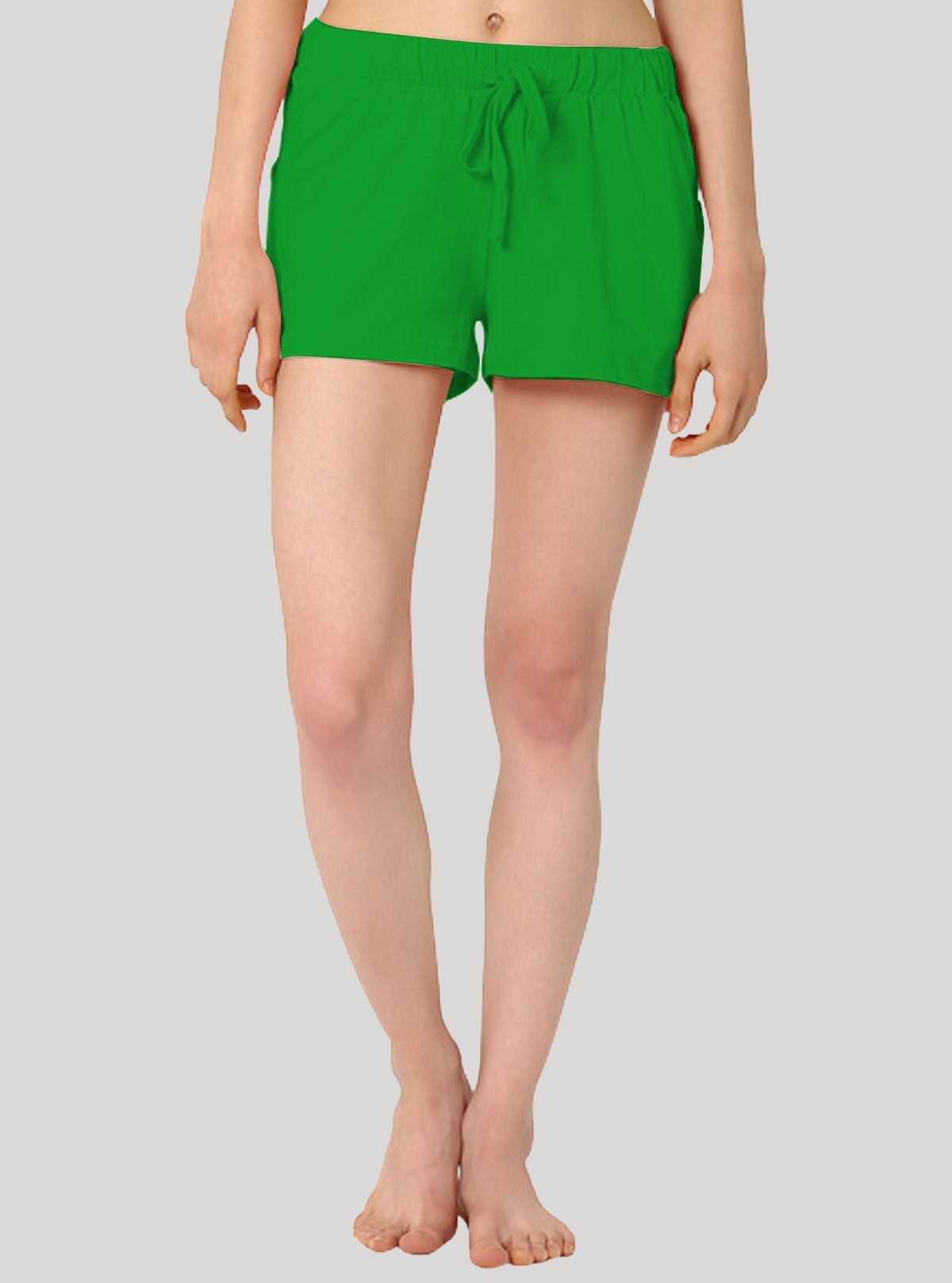 Women’s Green Cotton Jersey Shorts – Fresh, Comfy & Casual Everyday Style