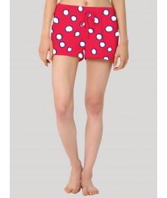 Women’s Coral & White Graphic Cotton Jersey Shorts – Soft, Bold & Stylish Fit