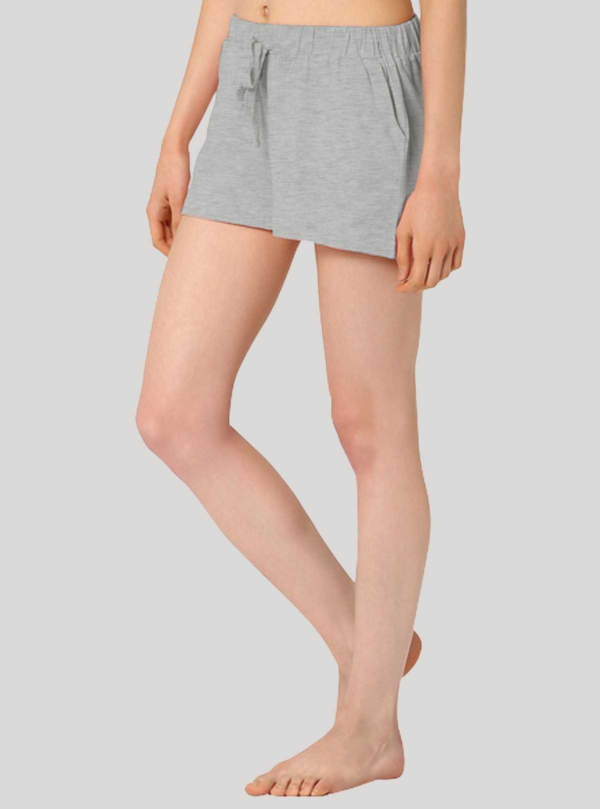 Women’s Grey Melange Cotton Shorts – Comfortable & Stylish | Boer & Fitch