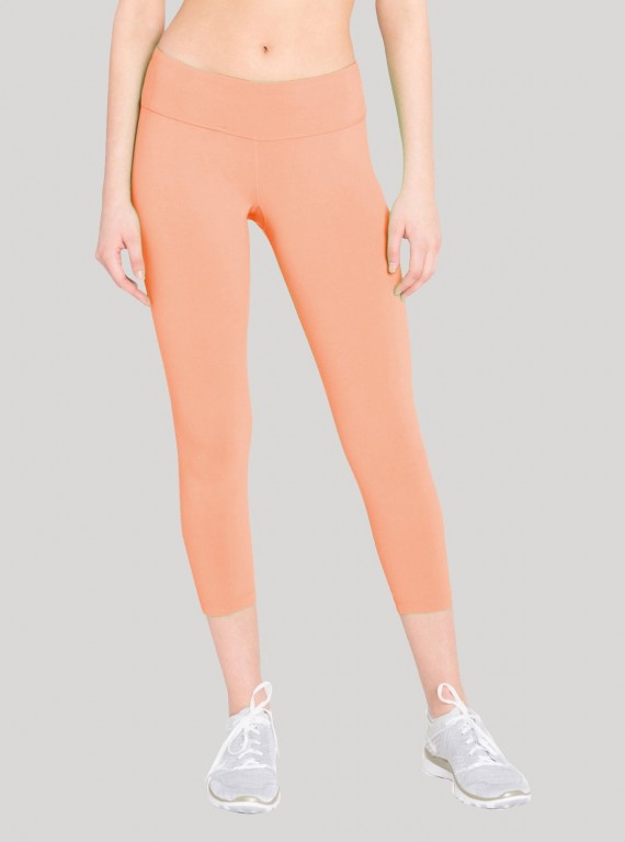 Women’s Orange Cotton Elastane Knit Capri – Vibrant Style & Stretch Comfort