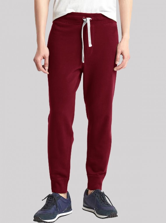Men’s Burgundy Cuffed Joggers – Bold Style with Everyday Comfort