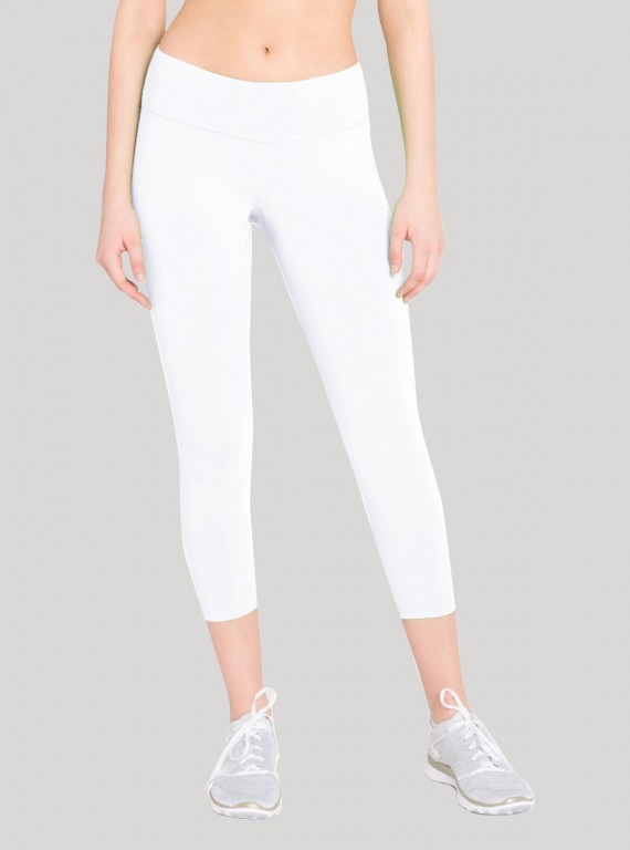 Women’s White Cotton Elastane Knit Capri – Sleek, Soft & Flexible Comfort