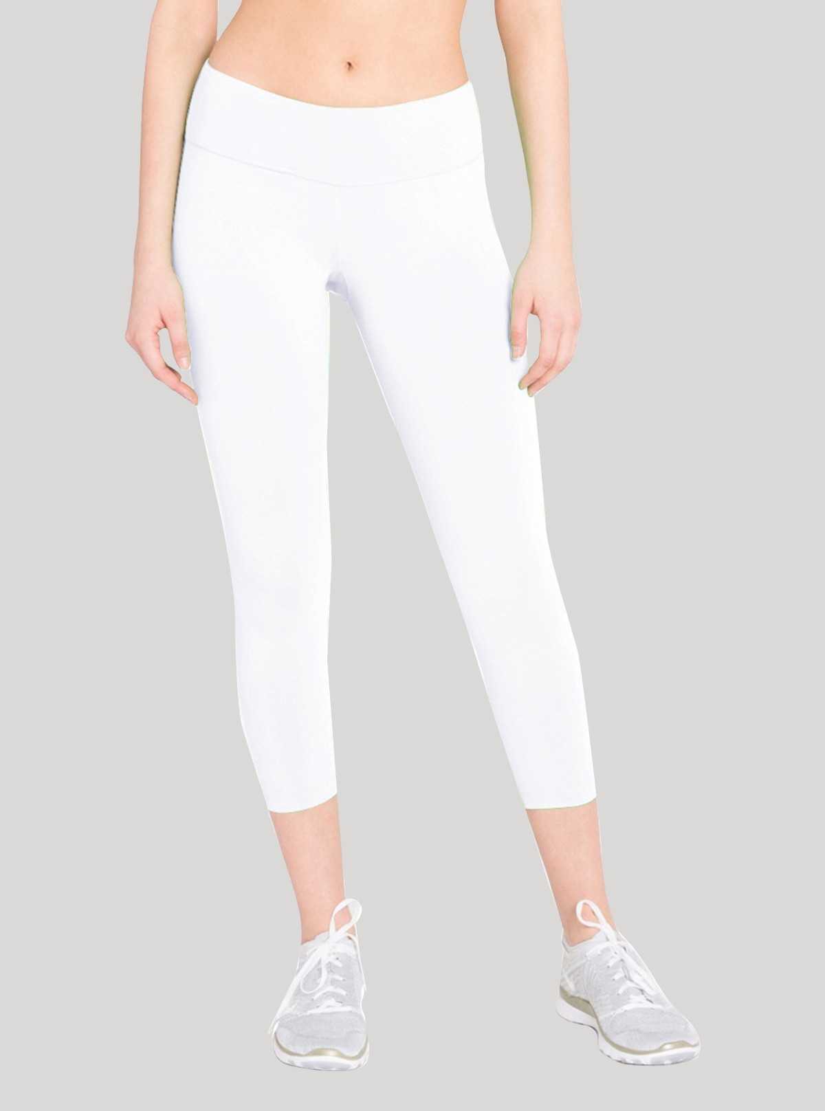 Women’s White Cotton Elastane Knit Capri – Sleek, Soft & Flexible Comfort