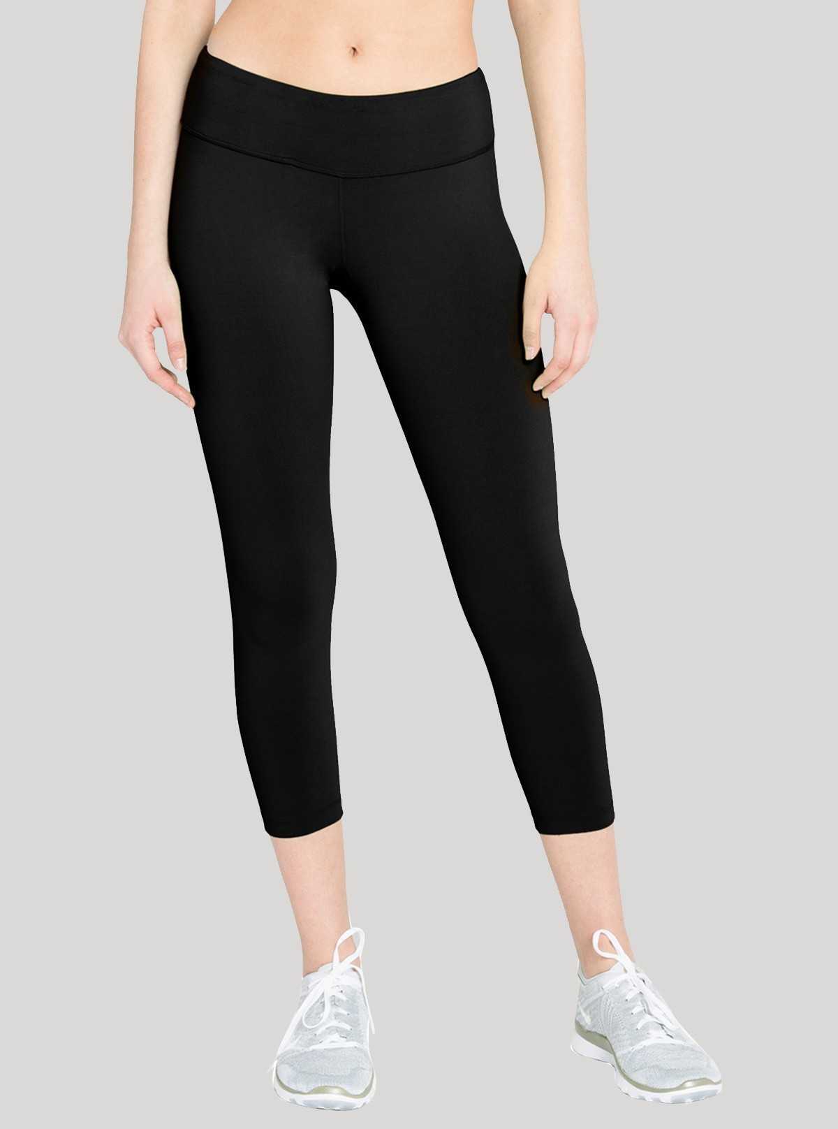 Women’s Black Cotton Elastane Knit Capri – Sleek, Stretchy & All-Day Comfort