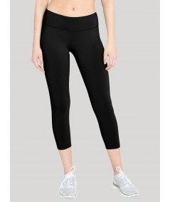 Women’s Black Cotton Elastane Knit Capri – Sleek, Stretchy & All-Day Comfort