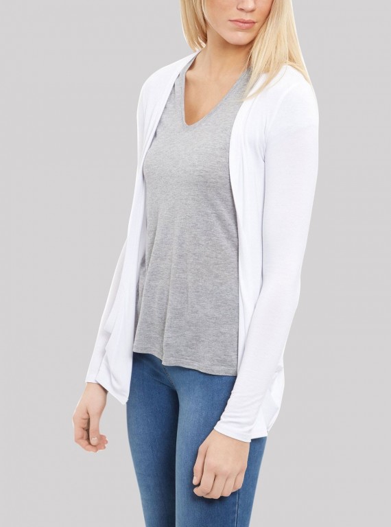 Women's Solid White Feather Touch 100% Cotton Shrug