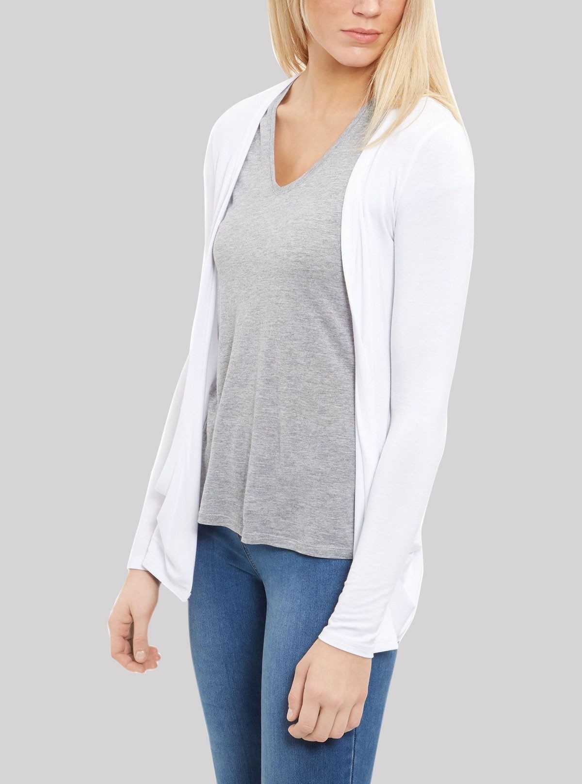 Women's Solid White Feather Touch 100% Cotton Shrug
