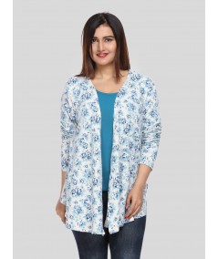 Women's 100% Cotton Blue Floral Cardigan - Boer & Fitch