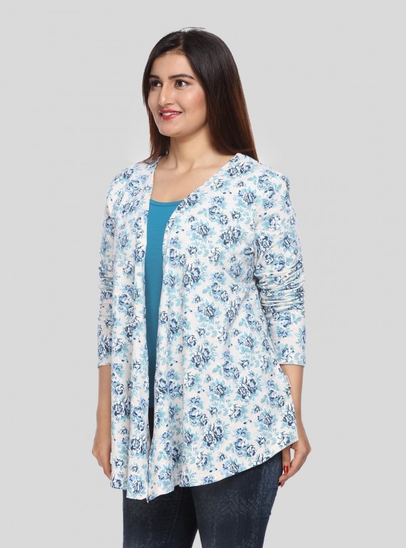 Blue Floral Print Shrug Boer and Fitch - 2