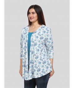 Blue Floral Print Shrug Boer and Fitch - 2