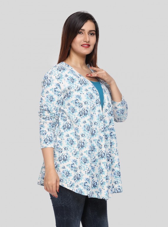 Blue Floral Print Shrug Boer and Fitch - 3