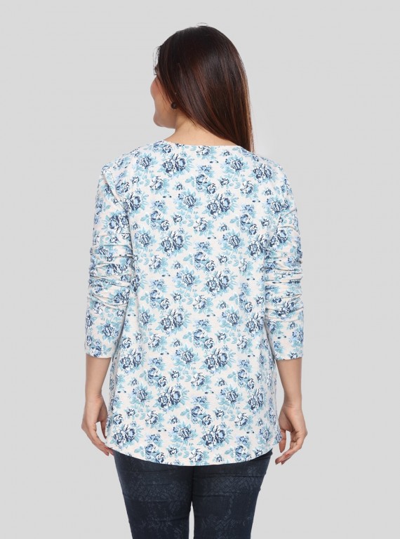 Blue Floral Print Shrug Boer and Fitch - 4