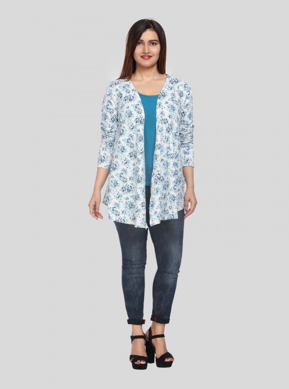 Blue Floral Print Shrug Boer and Fitch - 5