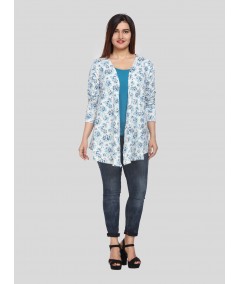 Blue Floral Print Shrug Boer and Fitch - 5