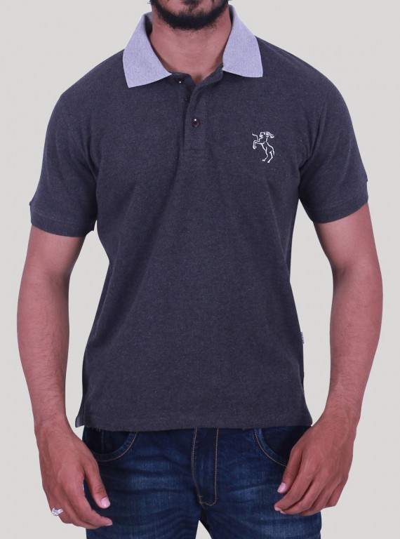 Dark Melange Polo T-Shirt for Men – Casual Cotton Tee by Boer and Fitch