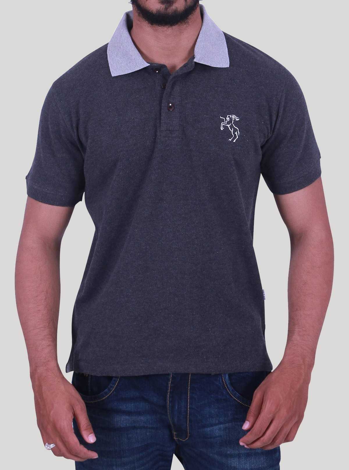 Dark Melange Polo T-Shirt for Men – Casual Cotton Tee by Boer and Fitch