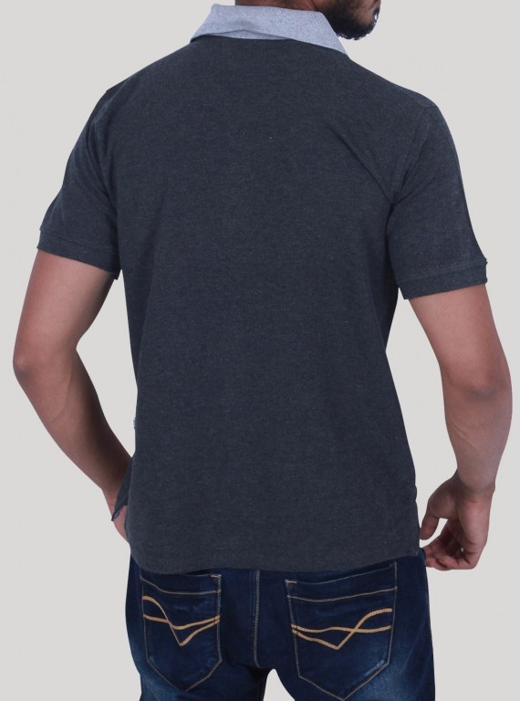 Contrast Collar Dark Melange Polo Boer and Fitch - 3
