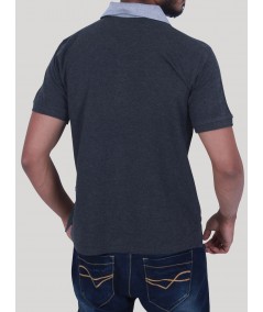 Contrast Collar Dark Melange Polo Boer and Fitch - 3