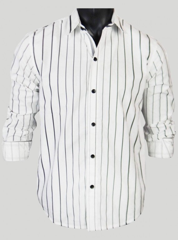 White Stripe Casual Shirt for Men – Classic Style by Boer and Fitch