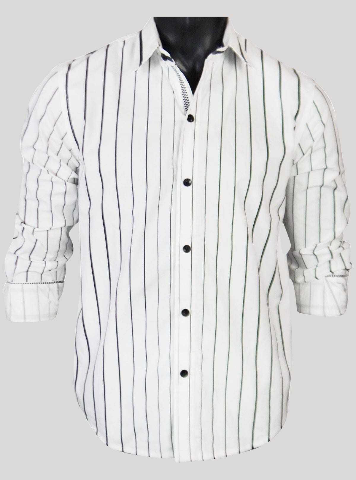 White Stripe Casual Shirt for Men – Classic Style by Boer and Fitch