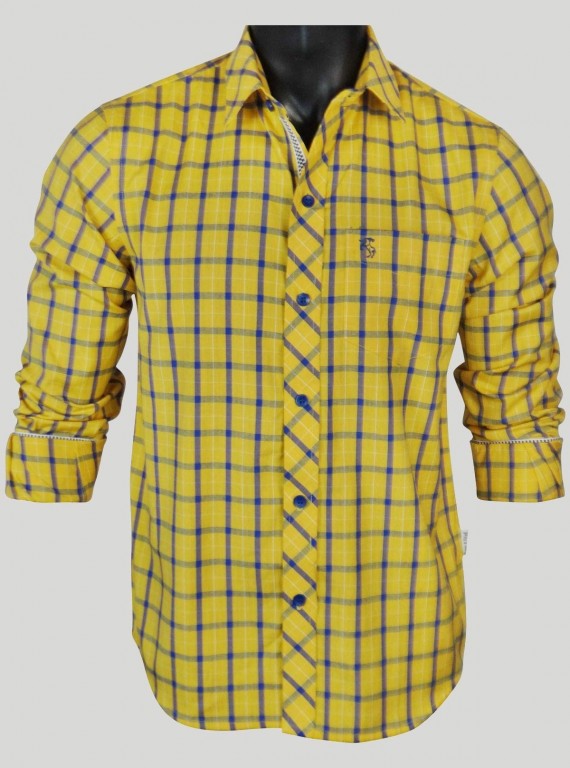 Regular Fit Yellow Check Casual Shirt for Men – Boer and Fitch