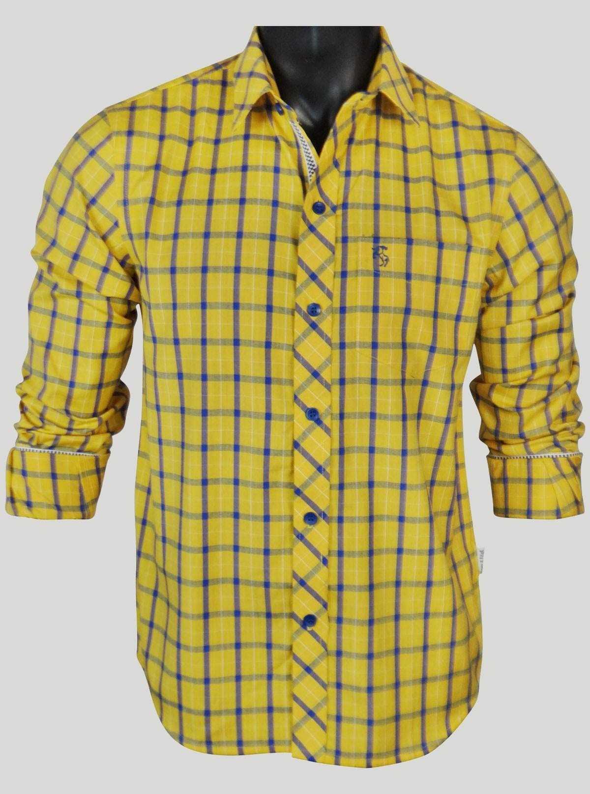Regular Fit Yellow Check Casual Shirt for Men – Boer and Fitch