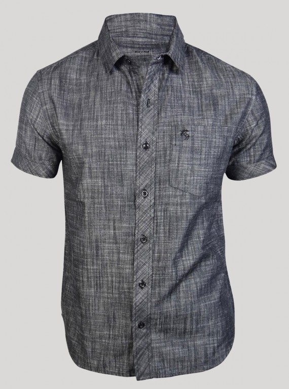 Abstract Grey Slim Fit Half Sleeve Shirt for Men – Casual Style by Boer and Fitch