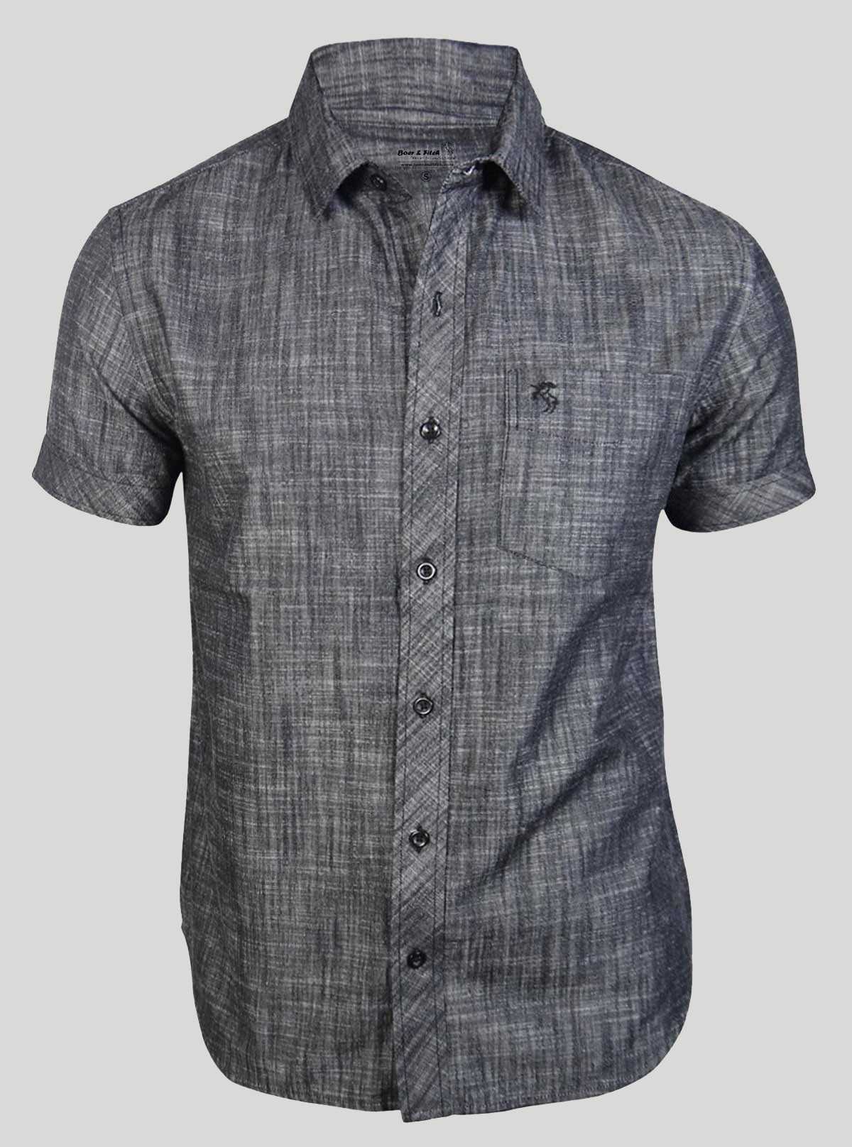 Abstract Grey Slim Fit Half Sleeve Shirt for Men – Casual Style by Boer and Fitch