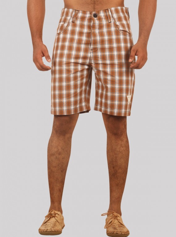 Men’s Brown Checked Cotton Shorts – Stylish Casual Wear by Boer and Fitch