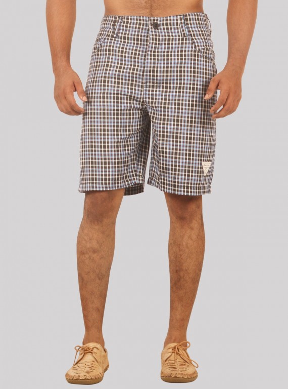 Brown Micro Checkered Shorts for Men – Casual Cotton Shorts by Boer and Fitch