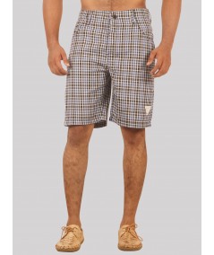 Brown Micro Checkered Shorts for Men – Casual Cotton Shorts by Boer and Fitch