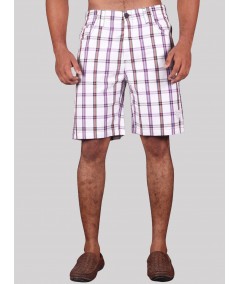 Men’s White Checked Cotton Shorts – Casual Comfort by Boer and Fitch