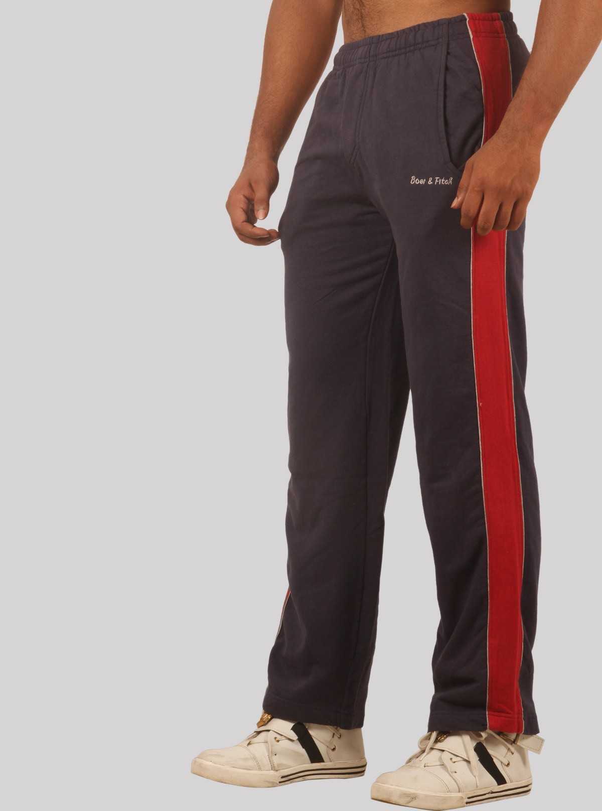 Grey Track Pants with Red Stripes for Men – Comfortable Sportswear by Boer and Fitch