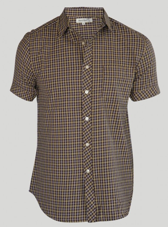 Slim Fit Brown Checked Shirt for Men – Casual Style by Boer and Fitch