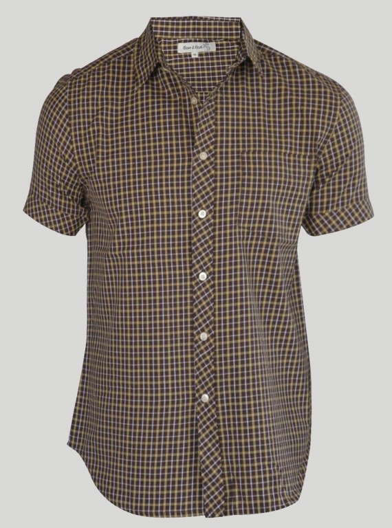 Slim Fit - Yellow Brown Checker Shirt Boer and Fitch - 1