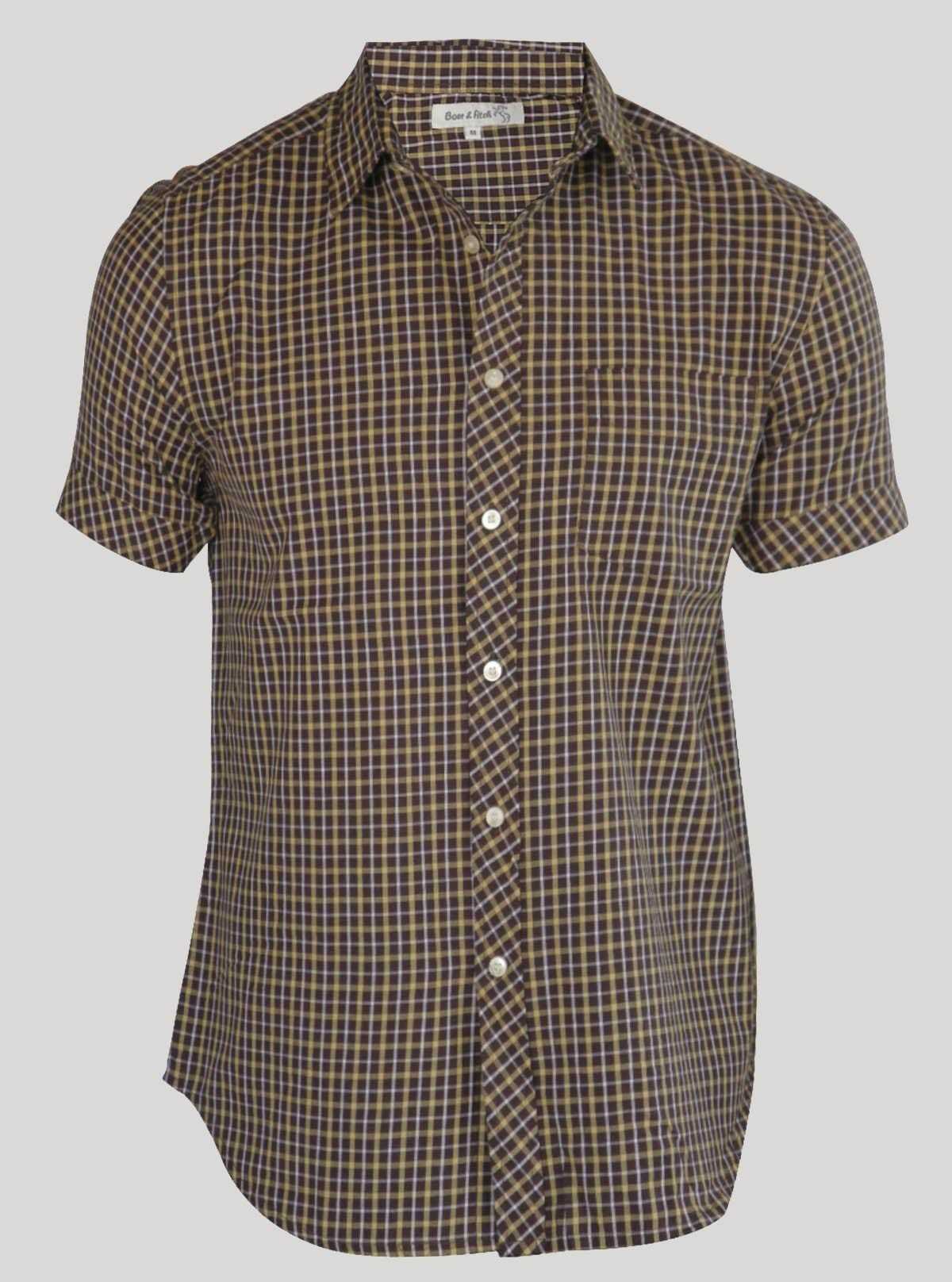 Slim Fit Brown Checked Shirt for Men – Casual Style by Boer and Fitch