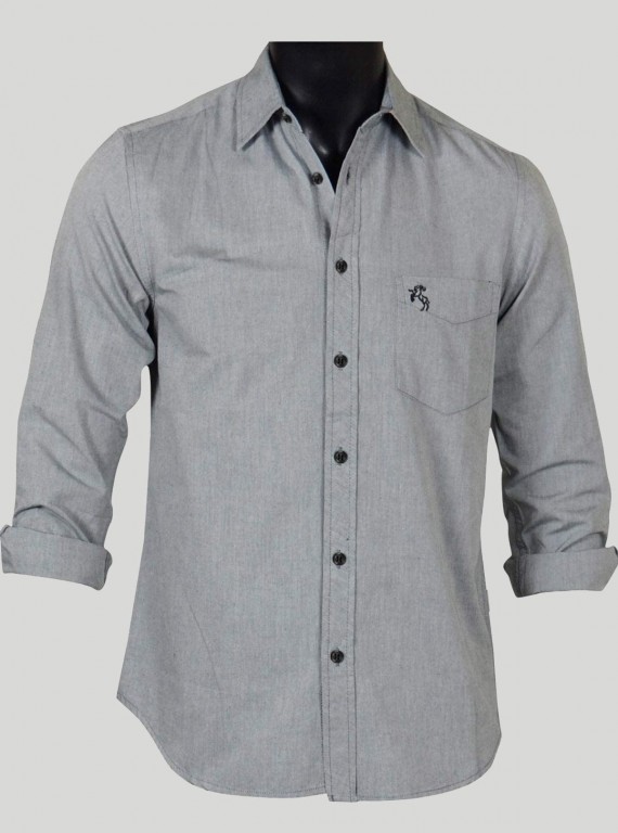 Solid Grey Slim Fit Shirt for Men – Smart Casual by Boer and Fitch